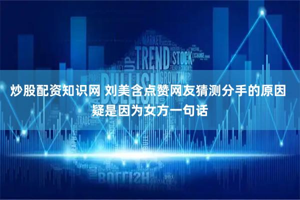 炒股配资知识网 刘美含点赞网友猜测分手的原因 疑是因为女方一句话