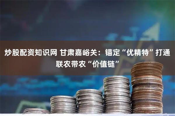 炒股配资知识网 甘肃嘉峪关：锚定“优精特”打通联农带农“价值链”